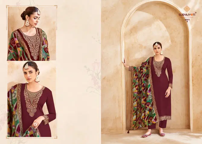 Pashan Vol 4 By Suryajyoti Jaam Satin Designer Dress Material Wholesale Price In Surat
